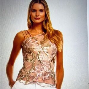 NWOT Inner Beauty Sequin Embroidered Floral Top Size Large